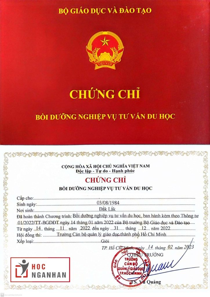 Chứng chỉ nghiệp vụ tư vấn du học